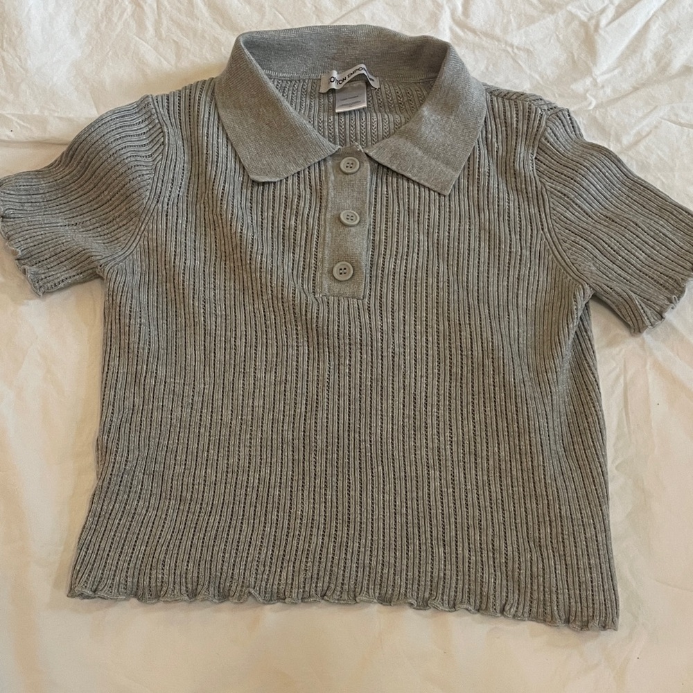 Cotton Emporium Gray Knit Collared Polo